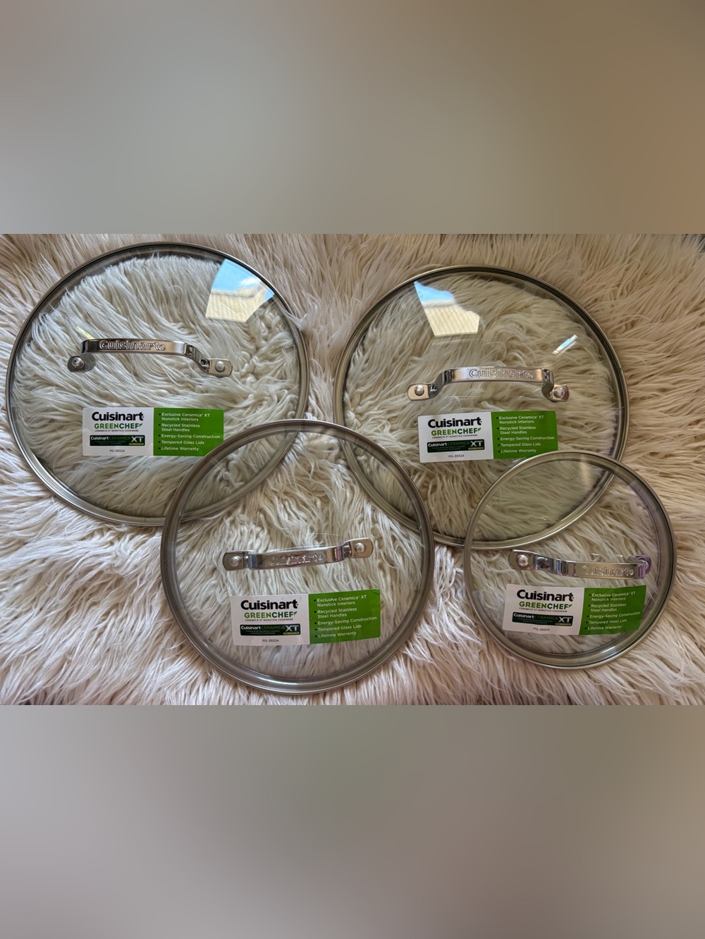 Cuisinart GreenChef Ceramica XT 4 Piece Replacement Glass Lids Cover with Handle